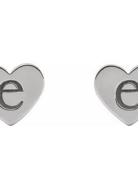 14K White Gold 8 mm Engravable Heart Earrings