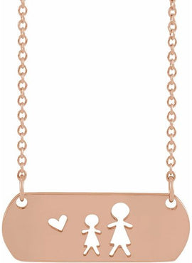 14K White Gold Mother & Daughter Stick Figure Family 18