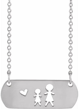14K White Gold Mother & Daughter Stick Figure Family 18