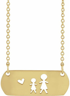 14K White Gold Mother & Daughter Stick Figure Family 18