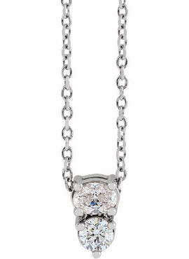 14K Rose Gold 1/4 CTW Natural Diamond Two-Stone Slide Pendant