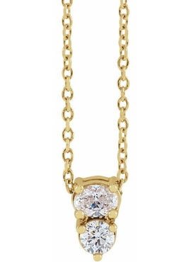 14K Rose Gold 1/4 CTW Natural Diamond Two-Stone Slide Pendant