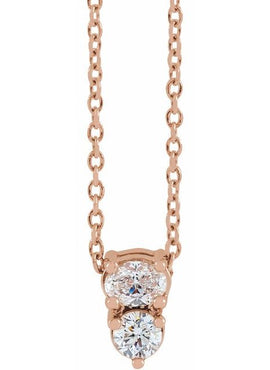 14K Rose Gold 1/4 CTW Natural Diamond Two-Stone Slide Pendant