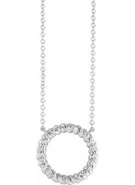 14K White Gold 14.2 mm Rope Circle 18
