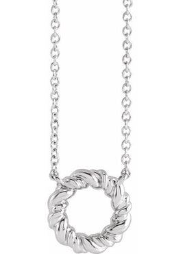 14K White Gold 14.2 mm Rope Circle 18