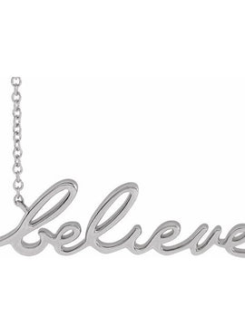 14K White Gold Believe 16