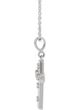 Platinum 1/8 CTW Natural Diamond Cross Pendant