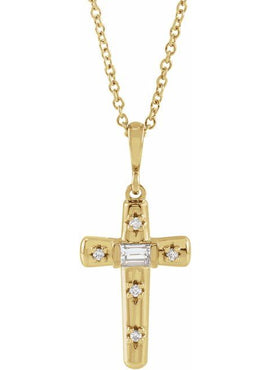 Platinum 1/8 CTW Natural Diamond Cross Pendant