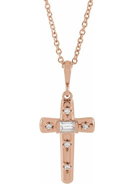 Platinum 1/8 CTW Natural Diamond Cross Pendant