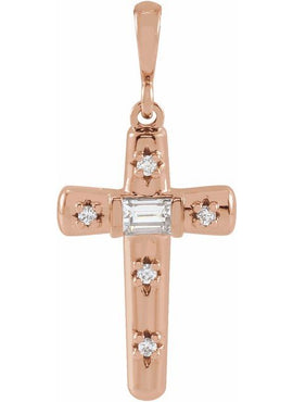 Platinum 1/8 CTW Natural Diamond Cross Pendant