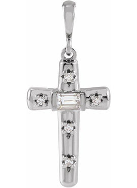 Platinum 1/8 CTW Natural Diamond Cross Pendant
