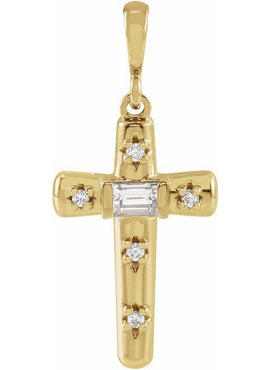Platinum 1/8 CTW Natural Diamond Cross Pendant