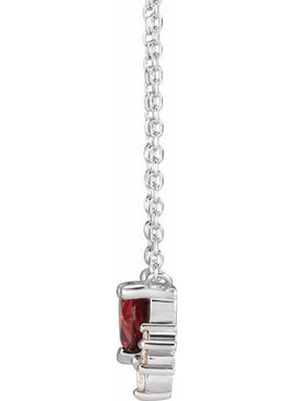 Sterling Silver Natural Mozambique Garnet & .07 CTW Natural Diamond 16