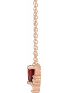 Sterling Silver Natural Mozambique Garnet & .07 CTW Natural Diamond 16