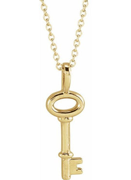 14K Yellow Gold 20x6.5 mm Key Pendant