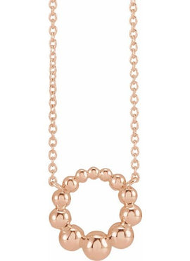 14K Rose Gold 12 mm Beaded Circle 16
