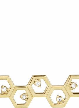 14K Yellow Gold .04 CTW Natural Diamond Honeycomb 16