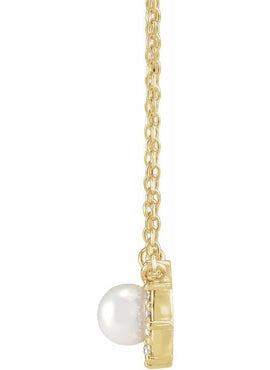 Sterling Silver Cultured Akoya Pearl & .03 CTW Natural Diamond Halo-Style 16