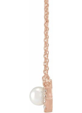 Sterling Silver Cultured Akoya Pearl & .03 CTW Natural Diamond Halo-Style 16