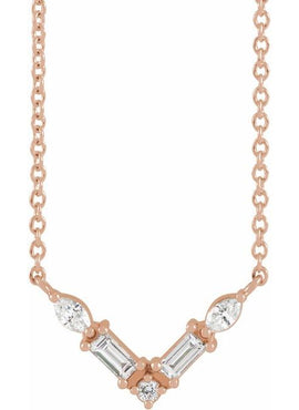 14K Rose Gold 1/6 CTW Natural Diamond V 16