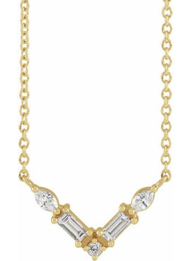 14K Rose Gold 1/6 CTW Natural Diamond V 16