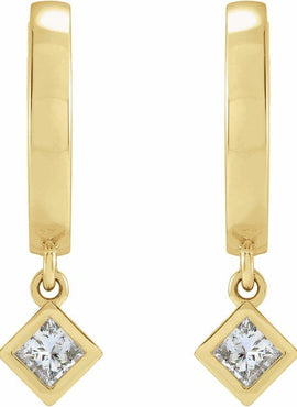 14K Yellow Gold 1/5 CTW Natural Diamond Hinged Hoop Earrings