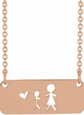 14K White Gold Mother & Daughter Stick Figure Family 18
