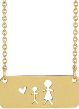 14K White Gold Mother & Daughter Stick Figure Family 18