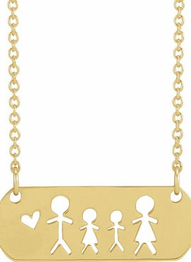 14K White Gold Mother & Daughter Stick Figure Family 18