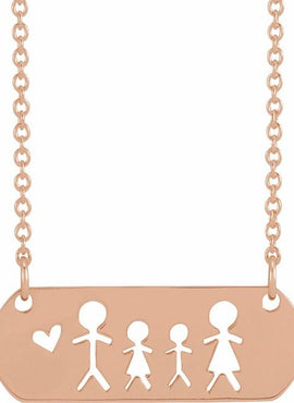 14K White Gold Mother & Daughter Stick Figure Family 18