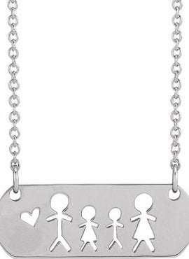 14K White Gold Mother & Daughter Stick Figure Family 18