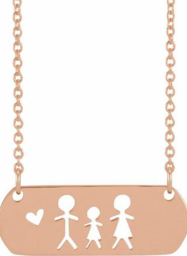 14K White Gold Mother & Daughter Stick Figure Family 18
