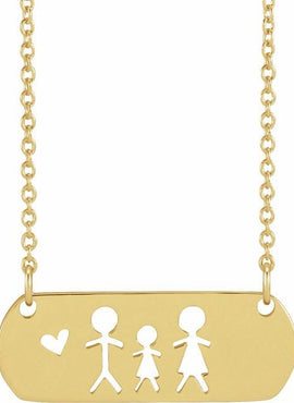 14K White Gold Mother & Daughter Stick Figure Family 18