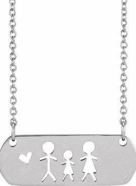 14K White Gold Mother & Daughter Stick Figure Family 18