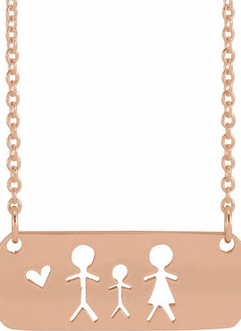 14K White Gold Mother & Daughter Stick Figure Family 18