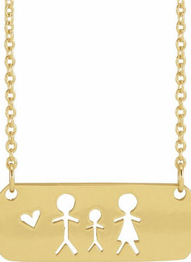 14K White Gold Mother & Daughter Stick Figure Family 18