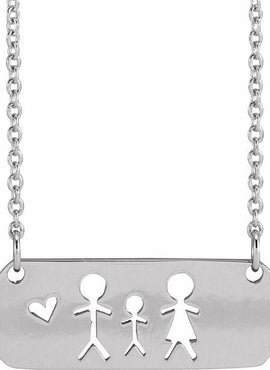 14K White Gold Mother & Daughter Stick Figure Family 18