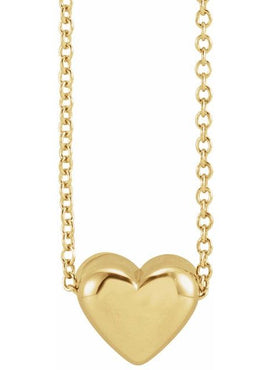 14K White Gold Puffed Heart Pendant