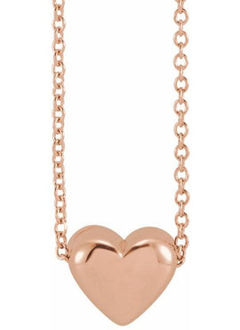 14K White Gold Puffed Heart Pendant