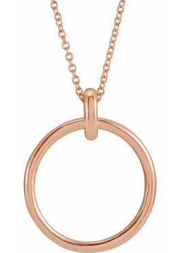 14K White Gold 22.05x18.29 mm Circle Pendant