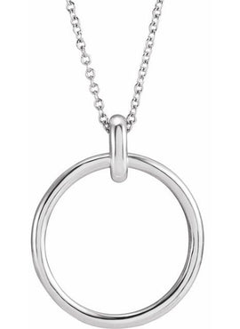 14K White Gold 22.05x18.29 mm Circle Pendant