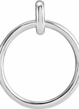 14K White Gold 22.05x18.29 mm Circle Pendant
