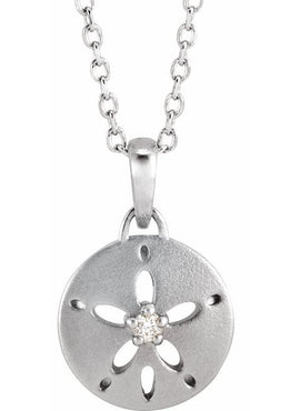 14K Yellow Gold .015 CT Natural Diamond Sand Dollar 16-18