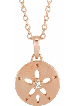 14K Yellow Gold .015 CT Natural Diamond Sand Dollar 16-18