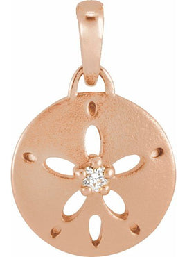 14K Yellow Gold .015 CT Natural Diamond Sand Dollar 16-18