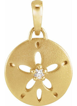14K Yellow Gold .015 CT Natural Diamond Sand Dollar 16-18