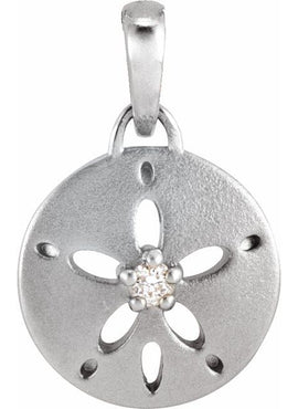 14K Yellow Gold .015 CT Natural Diamond Sand Dollar 16-18