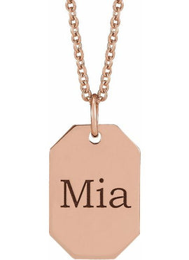 14K Yellow Gold Engravable Dog Tag 16-18