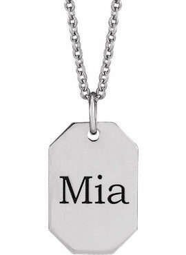 14K Yellow Gold Engravable Dog Tag 16-18