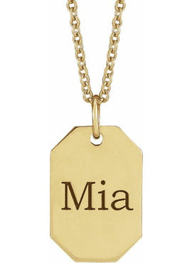 14K Yellow Gold Engravable Dog Tag 16-18